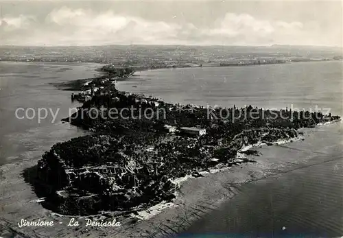 AK / Ansichtskarte Sirmione Fliegeraufnahme La Penisola Sirmione