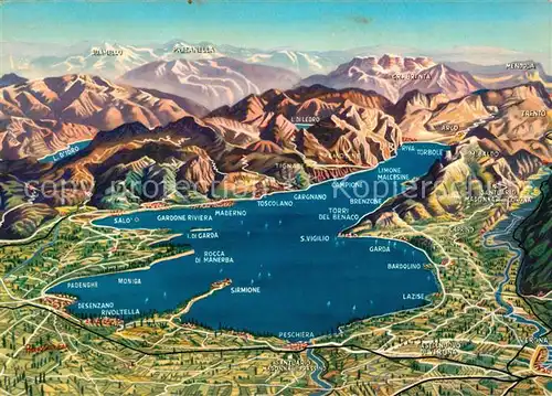 AK / Ansichtskarte Lago_di_Garda Panoramakarte Lago_di_Garda