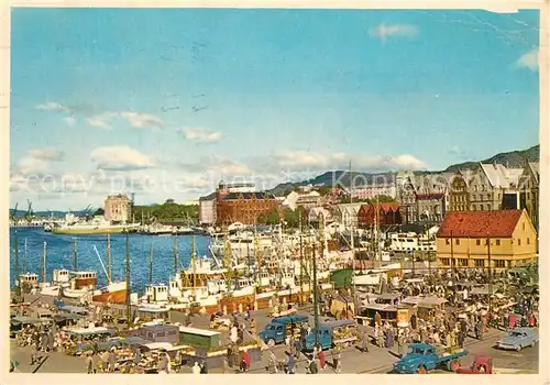 AK / Ansichtskarte Bergen_Norwegen Fisketorvet med Vagen og Tyskebryggen Bergen Norwegen