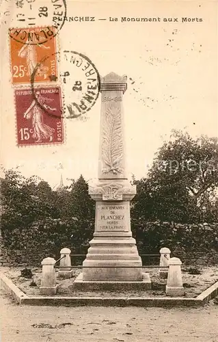 AK / Ansichtskarte Planchez Monument aux Morts Kriegerdenkmal Planchez