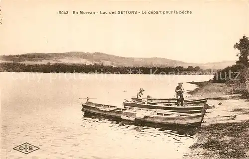 AK / Ansichtskarte Lac_des_Settons Depart pour la peche Lac_des_Settons