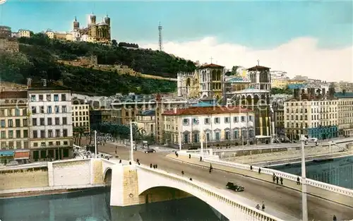 AK / Ansichtskarte Lyon_France Pont Tilsitt sur la Saone Eglise Saint Jean Colline du Fourviere Lyon France