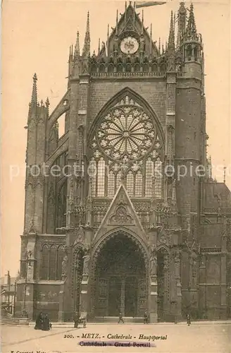 AK / Ansichtskarte Metz_Moselle La Cathedrale Portail principal Dom Hauptportal Stempel geprueft Metz_Moselle