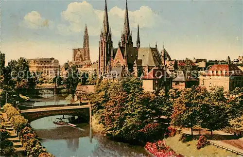 AK / Ansichtskarte Strasbourg_Alsace Eglise Protestante Saint Paul et la Cathedrale Strasbourg Alsace