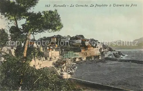 AK / Ansichtskarte Marseille_Bouches du Rhone Route de la Corniche Quartier du Prophete a travers les pins Marseille