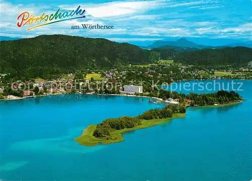 AK / Ansichtskarte Poertschach_Woerthersee Fliegeraufnahme Schlangeninsel Poertschach Woerthersee