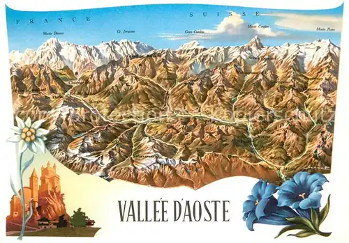 AK / Ansichtskarte Aosta Vallee d Aosta Panoramakarte Enzian Burg Aosta