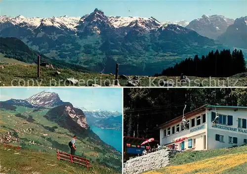 AK / Ansichtskarte Amden_SG Blick von der Alp Walau auf Glarneralpen Bergrestaurant Amden_SG