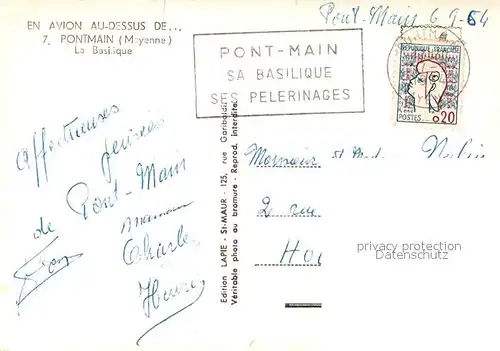 AK / Ansichtskarte Pontmain La Basilique Vue aerienne Pontmain
