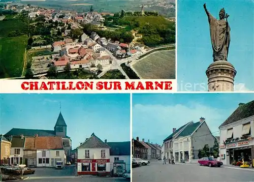 AK / Ansichtskarte Chatillon sur Marne Vue aerienne Statue Vue partielle Chatillon sur Marne