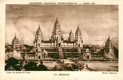 AK / Ansichtskarte Paris Exposition Coloniale Internationale Angkor Wat Paris