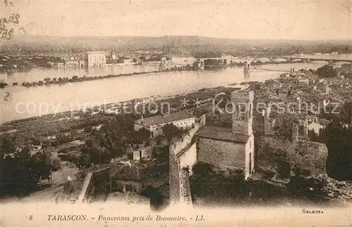 AK / Ansichtskarte Tarascon_Bouches du Rhone Panorama pris de Beaucaire Tarascon Bouches du Rhone