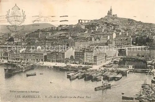 AK / Ansichtskarte Marseille_Bouches du Rhone Panorama vieux port et Notre Dame de la Garde Marseille