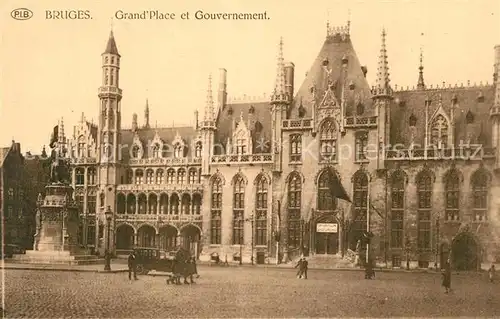 AK / Ansichtskarte Bruges_Flandre Grand  Place et Gouvernement Monument Bruges_Flandre