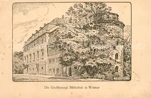 AK / Ansichtskarte Weimar_Thueringen Groossherzogliche Bibliothek Zeichnung Bornbogen Weimar Thueringen