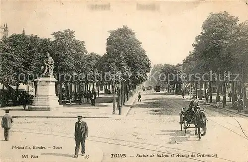 AK / Ansichtskarte Tours_Indre et Loire Statue de Balzac Avenue de Grammoni Tours Indre et Loire