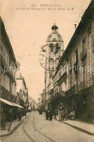 AK / Ansichtskarte Tours_Indre et Loire Tour de Horloge Rue des Halles Tours Indre et Loire