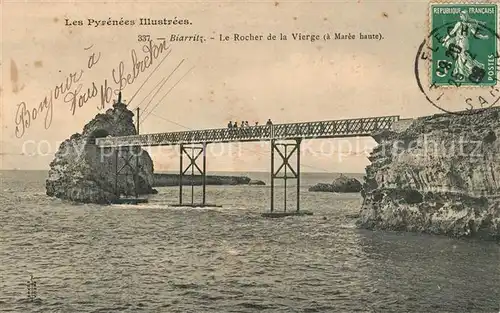AK / Ansichtskarte Biarritz_Pyrenees_Atlantiques Rocher de la Vierge a maree haute Biarritz_Pyrenees