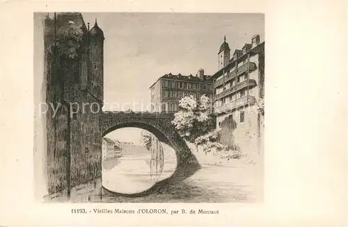 AK / Ansichtskarte Oloron Sainte Marie Vieilles maisons Dessin Kuenstlerkarte Oloron Sainte Marie