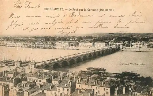 AK / Ansichtskarte Bordeaux Pont sur la Garonne Bordeaux