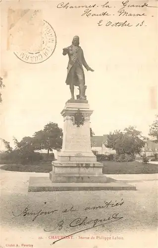 AK / Ansichtskarte Chaumont_Haute Marne Statue de Philippe Lebon Monument Chaumont Haute Marne