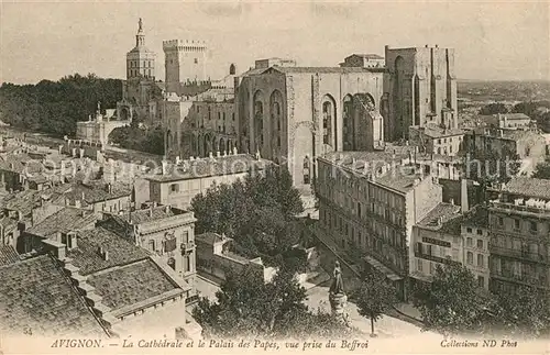 AK / Ansichtskarte Avignon_Vaucluse La Cathedrale et Palais des Papes vue prise du Beffroi Avignon Vaucluse