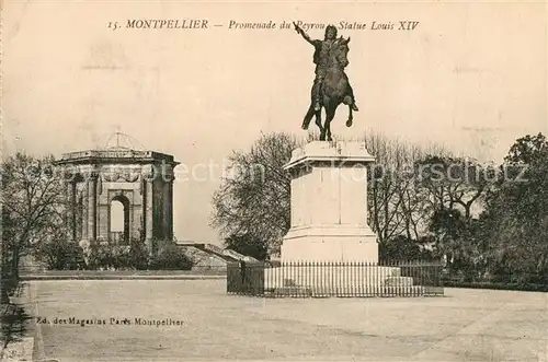 AK / Ansichtskarte Montpellier_Herault Promenade du Peyrou Statue Louis XIV Monument Chateau d Eau Montpellier Herault