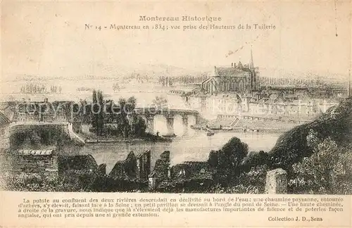 AK / Ansichtskarte Montereau Fault Yonne La Ville historique vue prise des Hauteurs de la Tuilerie Kuenstlerkarte Montereau Fault Yonne