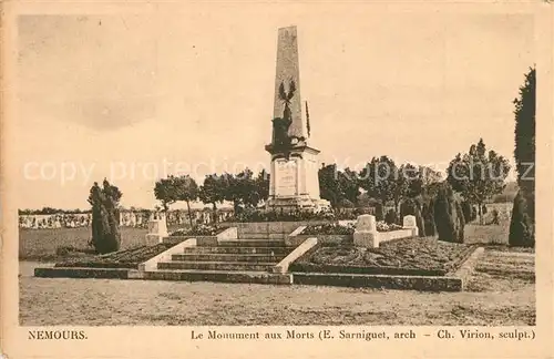 AK / Ansichtskarte Nemours_Seine et Marne Monument aux Morts Kriegerdenkmal Nemours Seine et Marne
