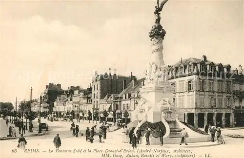 AK / Ansichtskarte Reims_Champagne_Ardenne Fontaine Suhe Place Droouet d Erlon Reims_Champagne_Ardenne