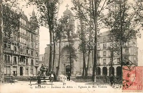 AK / Ansichtskarte Bilbao Jardines de Albia Yglesia de San Vicente Bilbao