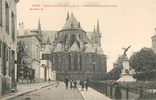AK / Ansichtskarte Mons_Ales Eglise Sainte Waudru Abside Monument Dolez Mons_Ales