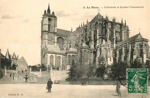 AK / Ansichtskarte Le_Mans_Sarthe Cathedrale Escalier Monumental Le_Mans_Sarthe