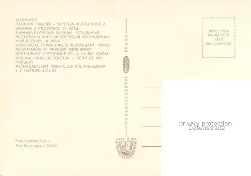 AK / Ansichtskarte Jachymov Rathauskeller Restaurant Ratsweinstube Jachymov