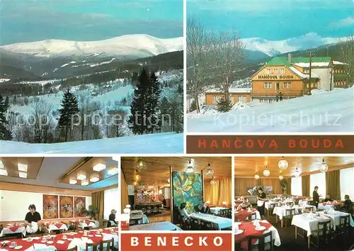 AK / Ansichtskarte Benecko_Semily Hancova Bouda Bergbaude Restaurant Landschaftspanorama im Winter Benecko Semily