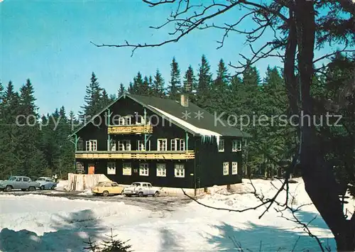 AK / Ansichtskarte Krusne_Hory Svycarska Bouda Bergbaude im Winter Krusne Hory