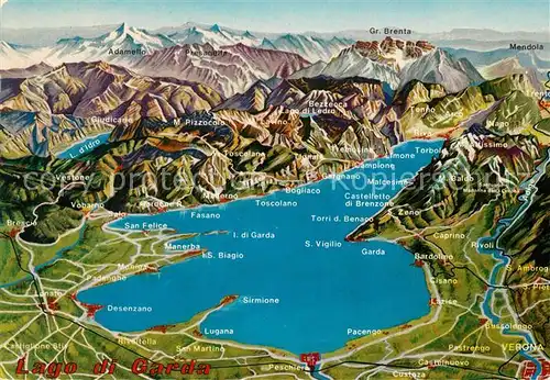 AK / Ansichtskarte Gardasee_Lago_di_Garda und Umgebung Alpenpanorama aus der Vogelperspektive Gardasee_Lago_di_Garda