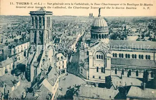 Tours_Indre et Loire avec Cathedral Tour Charlemagne Basilique St. Martin  Tours Indre et Loire