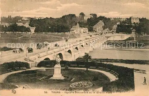 Tours_Indre et Loire Square Descartes et le Grand Pont Tours Indre et Loire