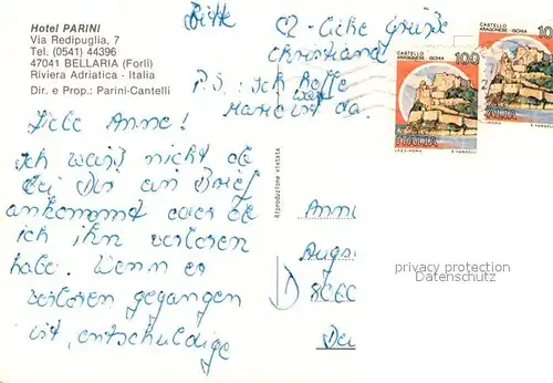 Bellaria Fliegeraufnahme Hotel Parini Musikzimmer Bar Bellaria