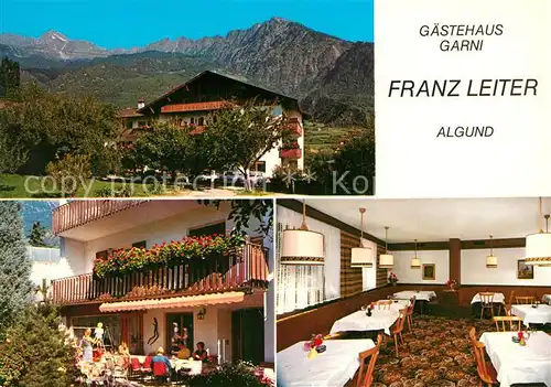 Algund_Merano Gaestehaus garni Franz Leiter Terrasse Gaststube Algund Merano