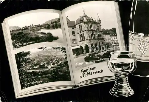 Echternach Panorama Hotel de Ville Buch Weinglas Echternach
