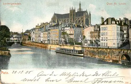 AK / Ansichtskarte Ludwigstaden Quai Saint Louis Schiff Ludwigstaden