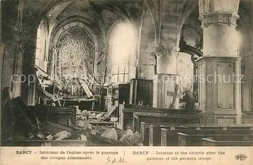 AK / Ansichtskarte Barcy Interieur de l Eglise Zerstoerung Krieg Barcy