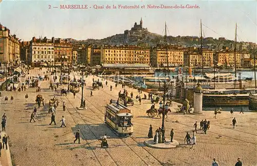 AK / Ansichtskarte Marseille_Bouches du Rhone Quai de la Fraternite Notre Dame de la Garde Marseille