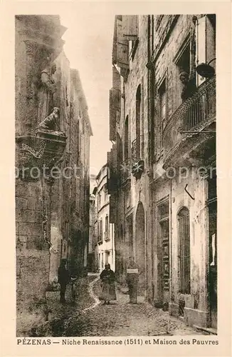 AK / Ansichtskarte Pezenas Niche Renaissance Maison des Pauvres Pezenas