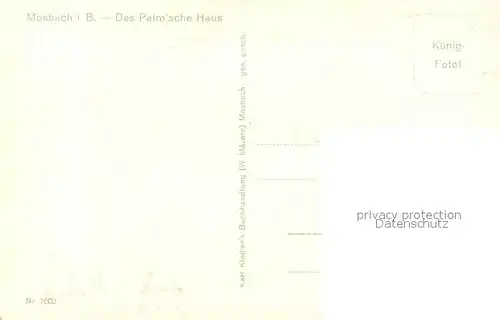 AK / Ansichtskarte Mosbach_Baden Palmsches Haus Mosbach_Baden