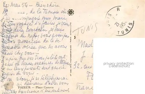 AK / Ansichtskarte Tozeur Place Canova Tozeur