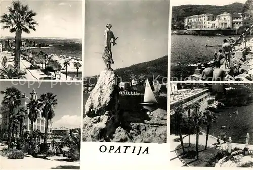 AK / Ansichtskarte Opatija_Istrien Strandpromenade Palmen Statue Opatija_Istrien