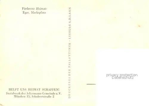 AK / Ansichtskarte Eger_Cheb_Tschechien Marktplatz Serie Verlorene Heimat 